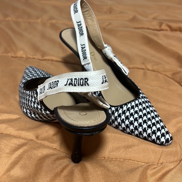 Tweed Houndstooth Slingback Shoes Size 40 - Picture 3 of 7